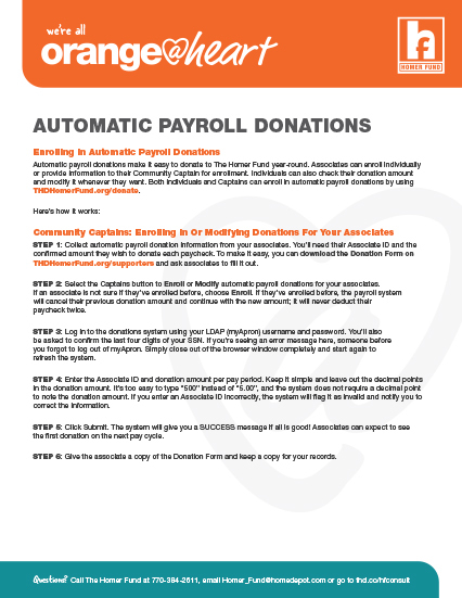2022 THF O H Automatic Payroll Donations